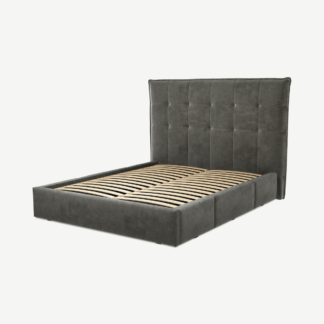 An Image of Lamas King Size Bed with Storage Drawers, Steel Grey Velvet