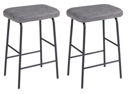 An Image of Habitat Logan Pair of Faux Leather Bar Stool - Grey