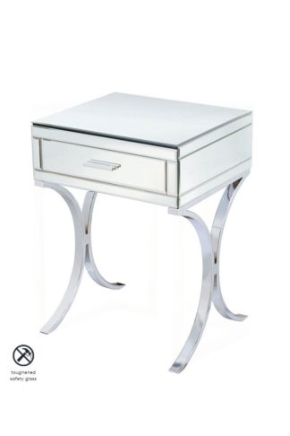 An Image of Aurelia Mirrored & Chrome Bedside Table