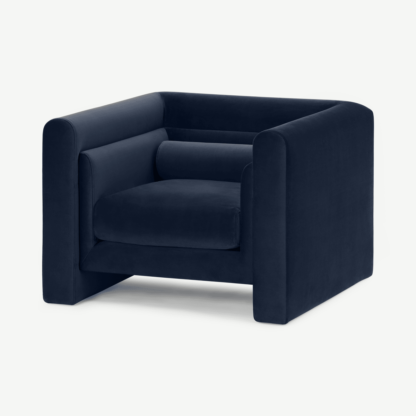 An Image of Mathilde Armchair, Dark Navy Velvet