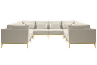 An Image of Cassie Super Lounge Suite – Chalk – Brushed Brass Base