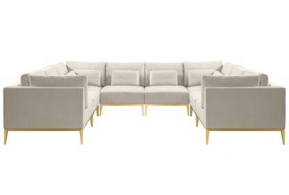 An Image of Cassie Super Lounge Suite – Chalk – Brushed Brass Base