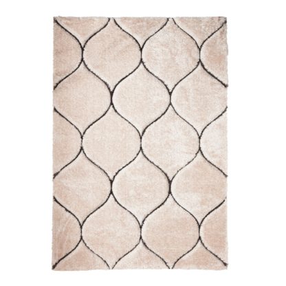 An Image of Sirocca Shaggy Geometric Rug Pink