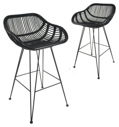 An Image of Bodan Pair of Metal Barstools - Natural