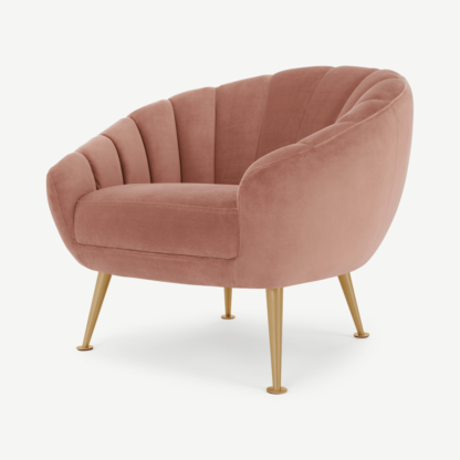 An Image of Primrose Accent Armchair, Blush Pink Velvet