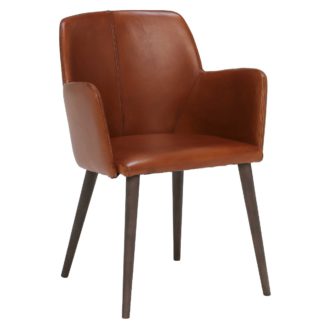 An Image of Edgar Leather Dining Chair Buffalo Light Brown