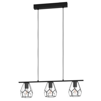 An Image of EGLO Mardyke Glass Steel 3L Pendant Light