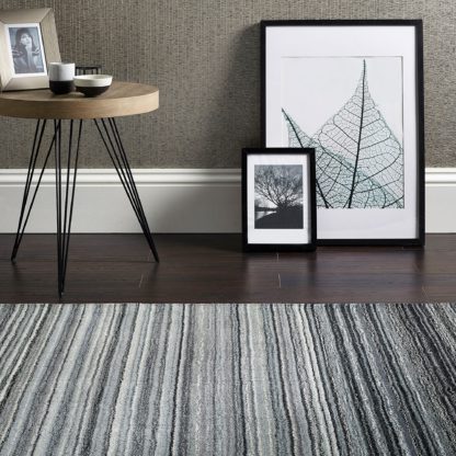 An Image of Fine Stripes Rug Grey