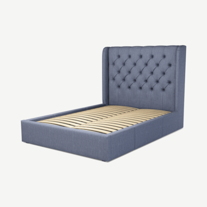 An Image of Romare Double Bed with Storage Drawers, Denim Cotton