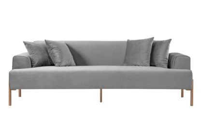An Image of Duke Three Seat Sofa - Dove Grey -Brass finish Legs
