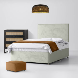 An Image of Cornell Plain Light Silver Velvet Fabric 2 Drawer Same Side Divan Bed - 4ft Small Double