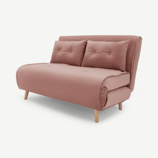 An Image of Haru Small Sofa Bed, Soft Pink Velvet