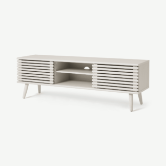 An Image of Tulma Wide TV Stand, White-Washed Oak Effect