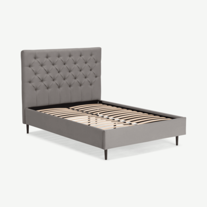 An Image of Skye Super King Size Bed, Owl Grey Weave & Black Legs