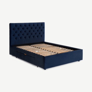 An Image of Skye King Size Bed with Storage Drawers, Royal Blue Velvet