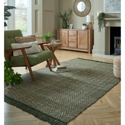 An Image of Jute Herringbone Rug Jute Herringbone Green