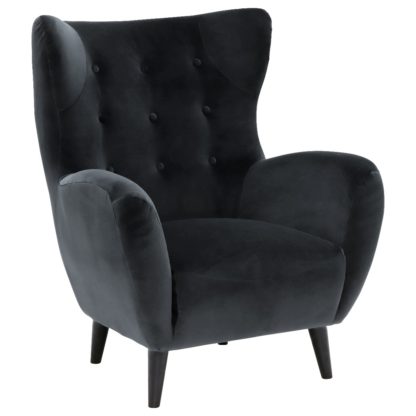 An Image of Delon Velvet Chair, Charcoal