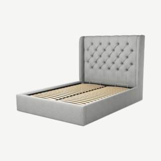 An Image of Romare Double Ottoman Storage Bed, Wolf Grey Wool