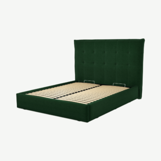 An Image of Lamas King Size Ottoman Storage Bed, Bottle Green Velvet