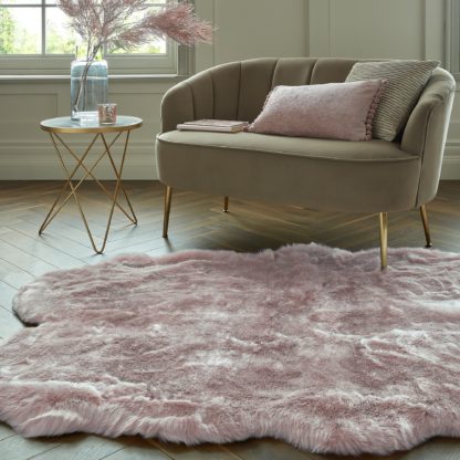 An Image of Copenhagen Quad Faux Fur Rug Copenhagen Brown