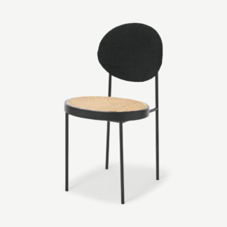 An Image of Rumana Dining Chair, Cane & Black Boucle