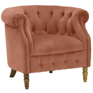 An Image of Ollena Velvet Chair, Plush Rose
