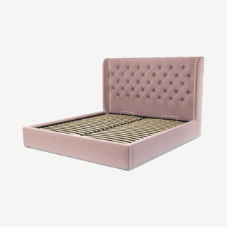 An Image of Romare Super King Size Ottoman Storage Bed, Heather Pink Velvet