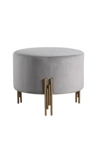 An Image of Rubell Large Stool Dove Grey Brass base