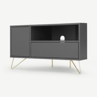 An Image of Elona Corner Media Unit, Charcoal and Brass