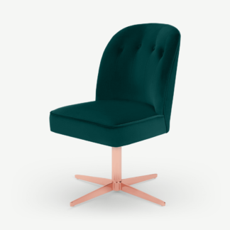 An Image of Margot Office Chair, Seafoam Blue Velvet & Copper