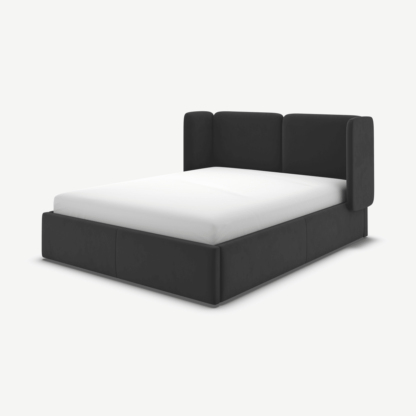 An Image of Ricola Double Ottoman Storage Bed, Ashen Grey Cotton Velvet