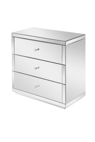 An Image of FLAVIA Mirrored Low Chest with 3 Drawers and Plinth