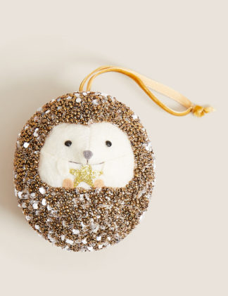 An Image of M&S Hanging Glitter Hedgehog Tree Decoration