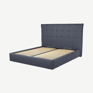 An Image of Lamas Super King Size Ottoman Storage Bed, Navy Wool