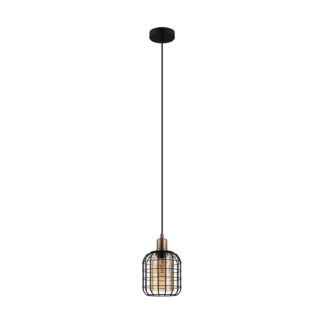 An Image of EGLO Chisle Amber Caged Pendant Light