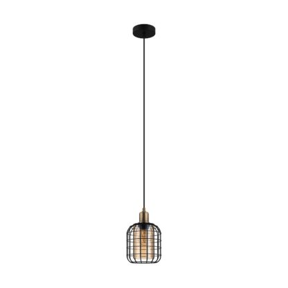 An Image of EGLO Chisle Amber Caged Pendant Light