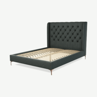 An Image of Romare King Size Bed, Etna Grey Wool with Copper Legs