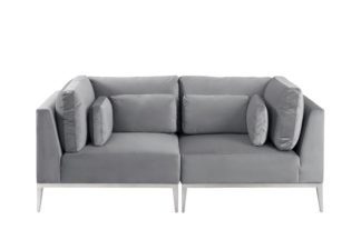 An Image of Cassie Two Seat Sofa – Dove Grey – Stainless Steel Base