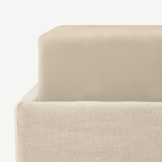 An Image of Alexia Stonewashed Cotton Fitted Sheet, King, Stone