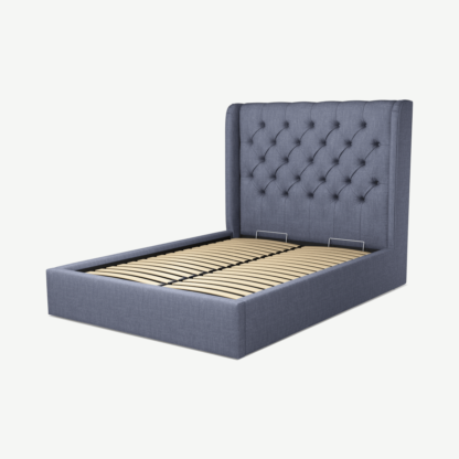 An Image of Romare Double Ottoman Storage Bed, Denim Cotton
