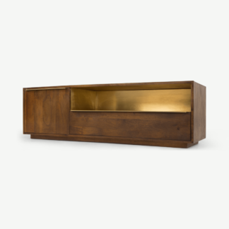 An Image of Anderson TV Stand, Mango Wood & Brass
