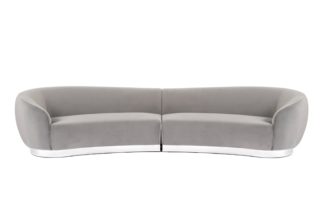 An Image of Equinox Six Seat Sofa – Dove Grey – Polished Chrome Base