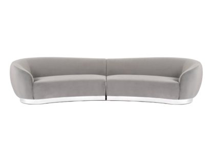 An Image of Equinox Six Seat Sofa – Dove Grey – Polished Chrome Base