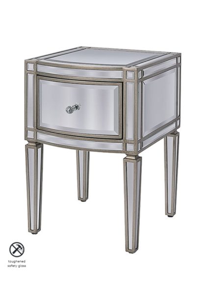 An Image of Antoinette Toughened Mirror One Drawer Bedside Table