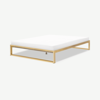 An Image of Selu Double Platform Bed, Brass
