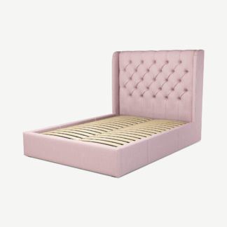 An Image of Romare Double Bed with Storage Drawers, Tea Rose Pink Cotton