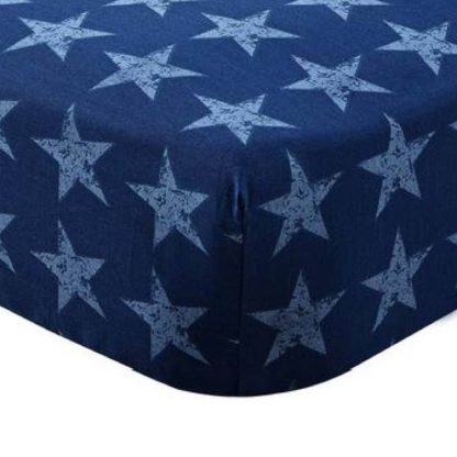 57afbcbbfd75f2f161025ac90cf42c727c8547a1fae3a908db194d0e54d05b29.jpg An Image of Catherine Lansfield Stars and Stripes Fitted Sheet Blue And Red