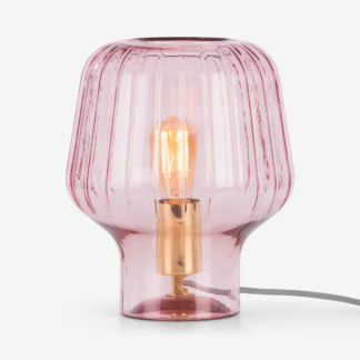 An Image of Ewer Table Lamp, Blush Pink Glass and Polished Brass