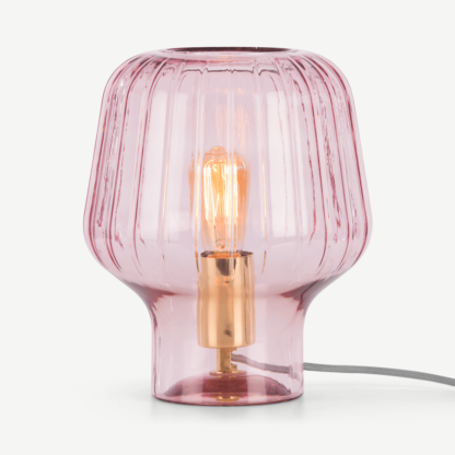 An Image of Ewer Table Lamp, Blush Pink Glass and Polished Brass