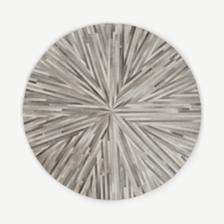 An Image of Halo Hide Round Rug, Large 180cm diam, Tonal Grey